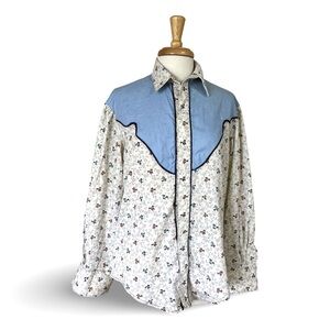 Vintage Handmade Western Shirt Unisex 1960s / 1970s Vintage Cotton Fabric